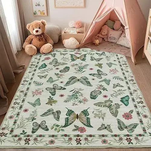 Zeeinx Beige Baby Girl Insect Rug