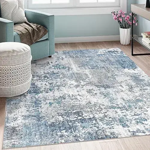Toneed Blue Abstract Rug