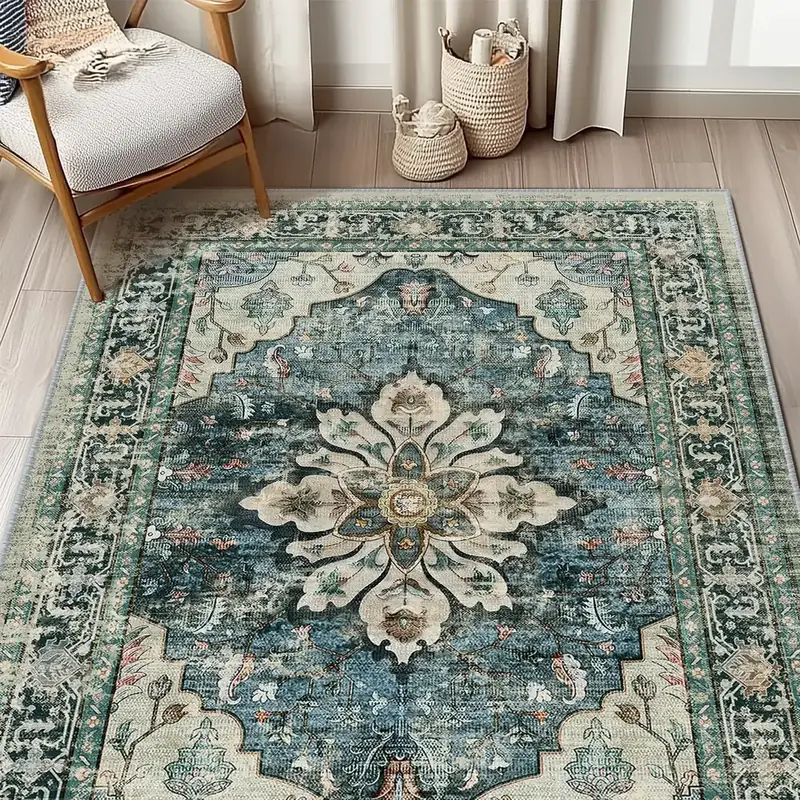 Topruug Oriental Floral Distressed Floor 12×18 Rug