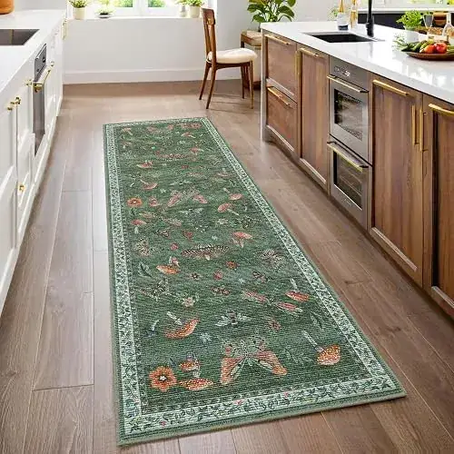 Lansny Forest Green Abstract Rug