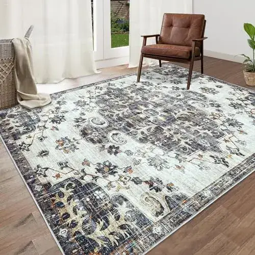 Uermei Boho Vintage Floral Rug