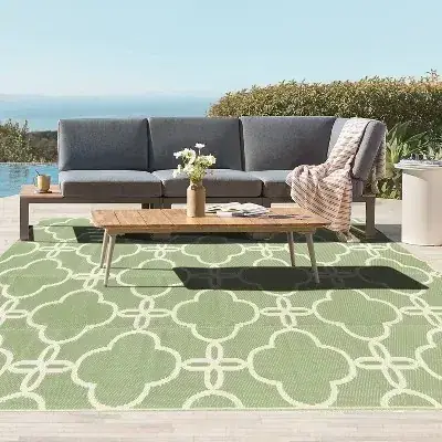 Nfeco Reversible Plastic Green Boho Rug