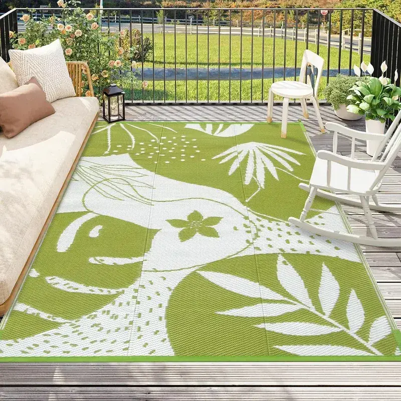 Nfeco Reversible Plastic Green Boho Rug — view 2