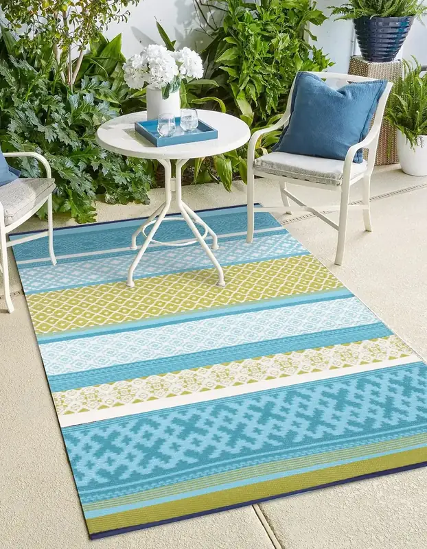 Nfeco Reversible Plastic Green Boho Rug — view 3
