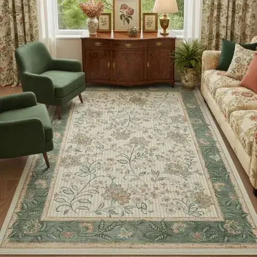 Garveehome Floral Resistance Laundry Black Rug
