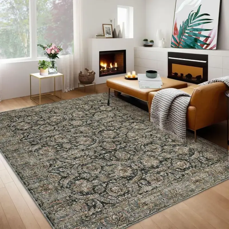 Garveehome Floral Black Rug — view 2