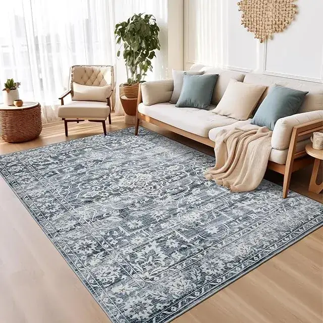 Keydol Faux Wool Vintage Flower 6×9 Green Rug