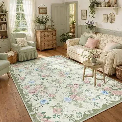 Keydol Faux Wool Vintage Flower 8×10 Rug — view 4