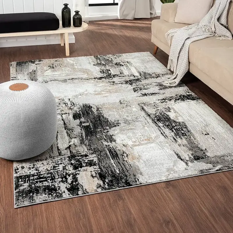 Losbulake Abstract Black Rug — view 2