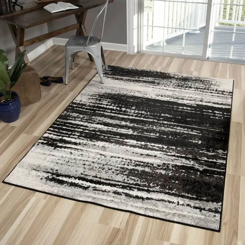 Losbulake Abstract Black Rug — view 3