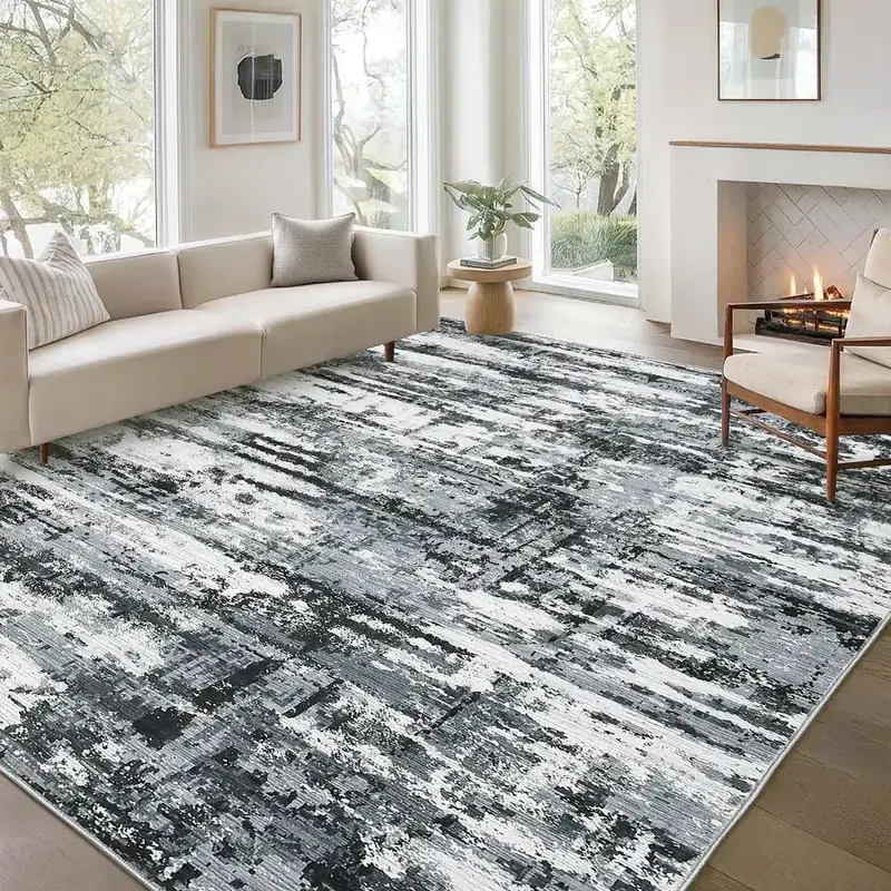 Losbulake Abstract Black Rug — view 4