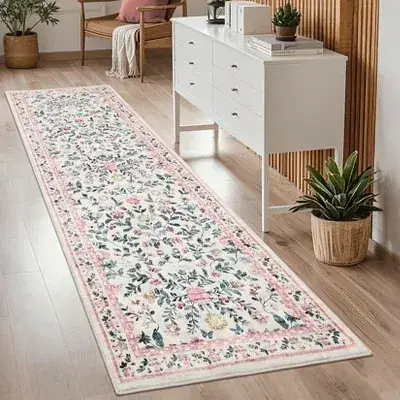 Babovid Pink Garden Floral Rug — view 3