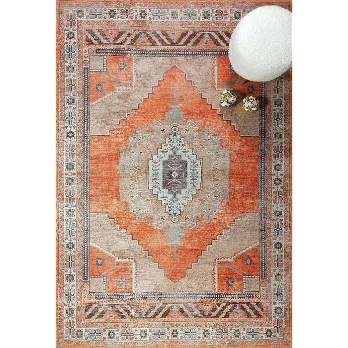 Lunasun Vintage Farmhouse Beige Orange Rug