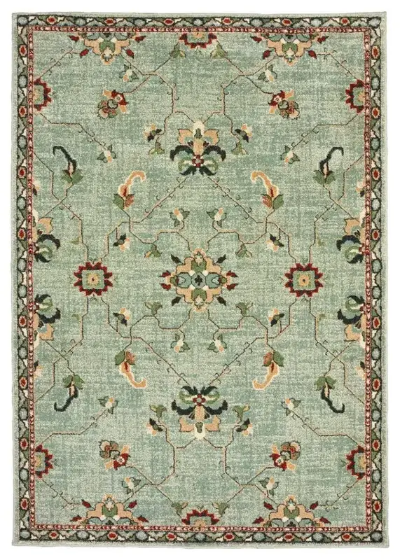 Lunasun Light Green Vintage Oriental Rug — view 4