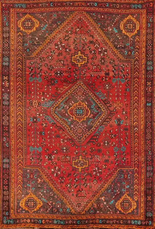 Hirug Vintage Traditional Persian Foldable 5×7 Gray Rug