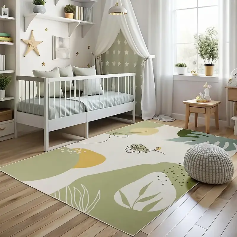 Dadasgk Green Boho Floral Ultra-thin Rug