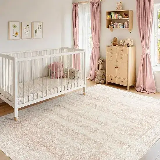 Wonnitar Baby Neutral Ultra-thin Floral Rug