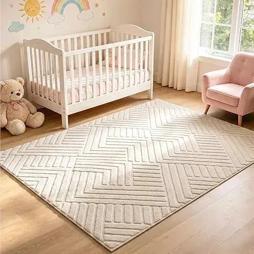Wonnitar Baby Neutral Ultra-thin Floral Rug — view 2