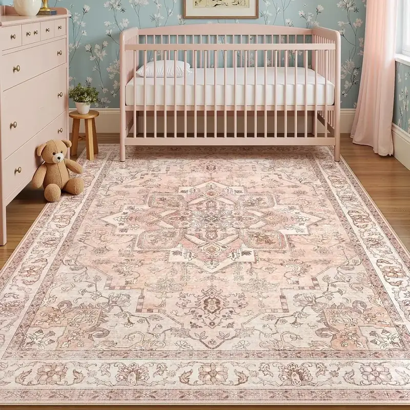 Wonnitar Baby Neutral Ultra-thin Floral Rug — view 3