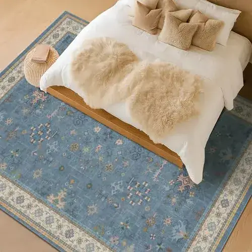 Hazo Haus Beige Blue Round Circle Rug