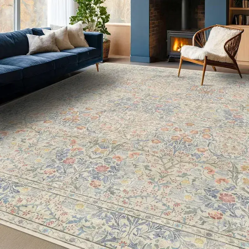 Hazo Haus Beige Blue Round Circle Rug — view 3