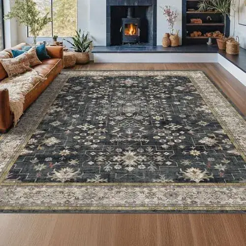 Hazo Haus Beige Blue Round Circle Rug — view 4