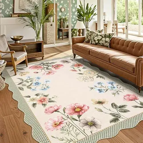 Garveehome Scalloped Floral Rug — view 2