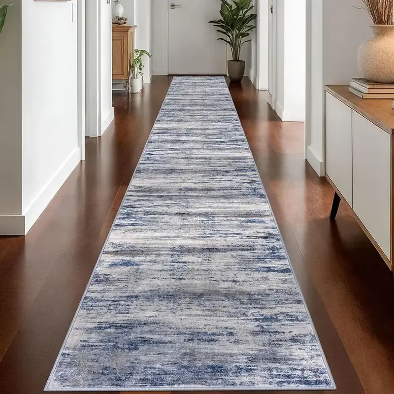 Lansny Abstract Grey Navy Blue Rug