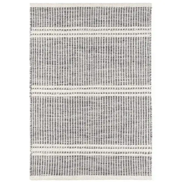 Olanly Grey White Striped Cotton Rug — view 2