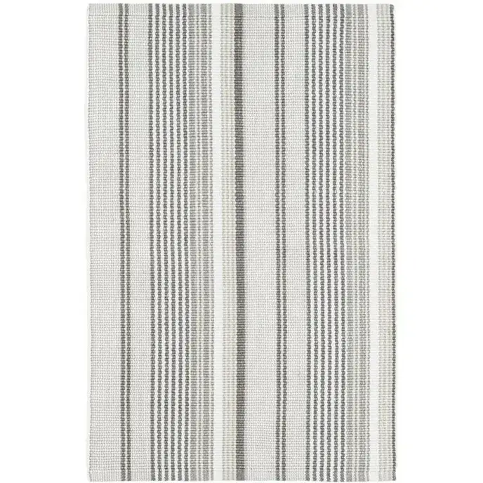 Olanly Grey White Striped Cotton Rug — view 3