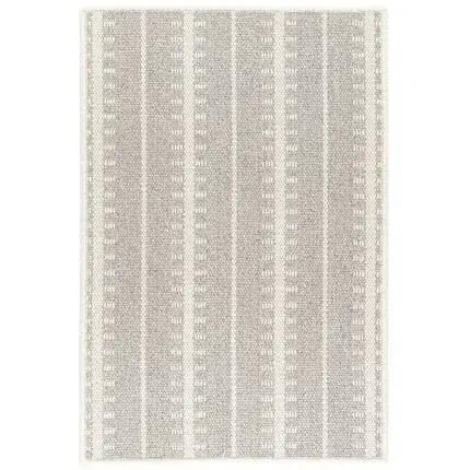 Olanly Grey White Striped Cotton Rug — view 4