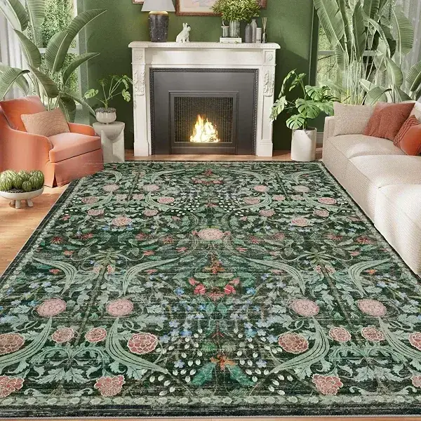 Amtovo Boho Floral Vintage Accent 8×10 Black Rug — view 2