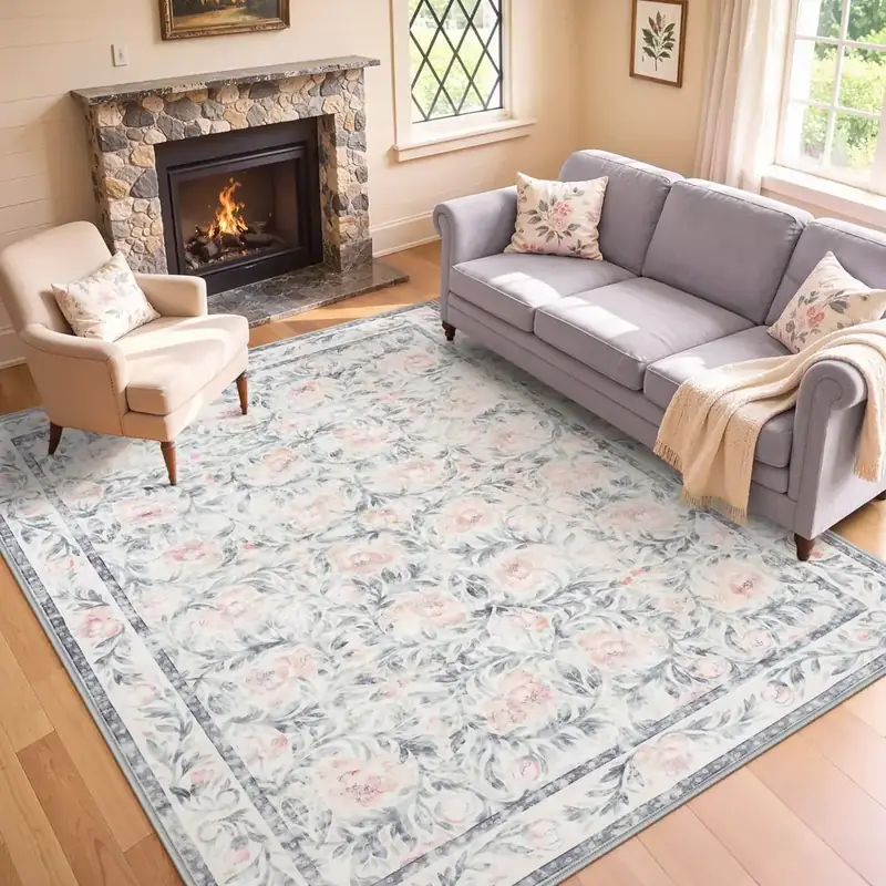 Amtovo Boho Floral Vintage Accent 8×10 Black Rug — view 4