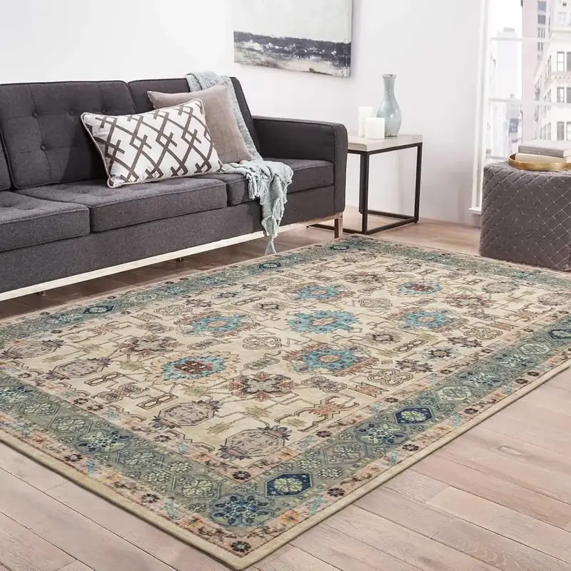 Amtovo Boho Floral Vintage Accent 8×10 Beige Rug — view 2