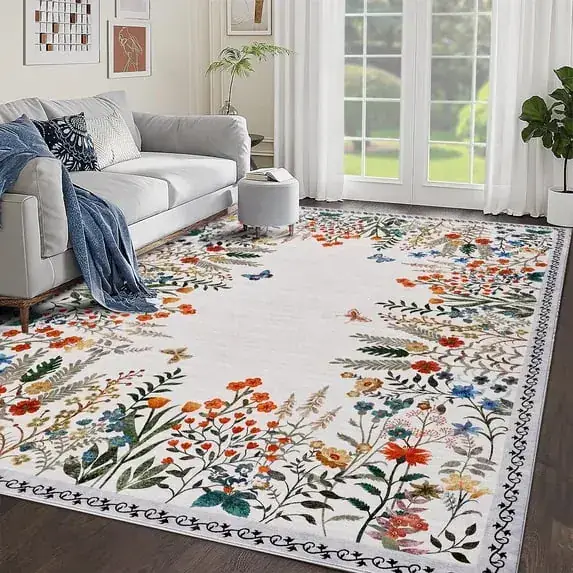 Amtovo Boho Floral Vintage Accent 8×10 Beige Rug — view 3