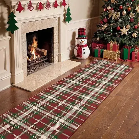 Lahome Christmas Checkered Red Green Rug