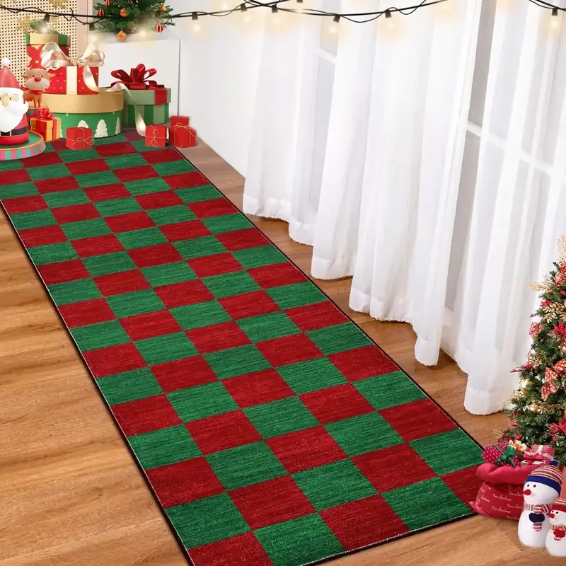 Lahome Christmas Checkered Red Green Rug — view 2