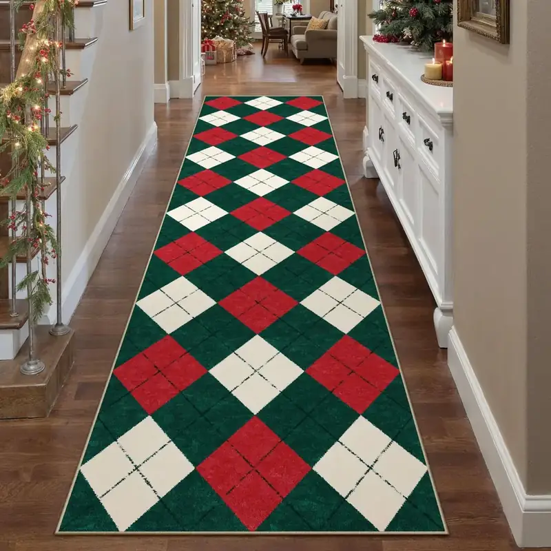 Lahome Christmas Checkered Red Green Rug — view 3