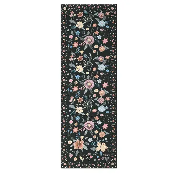 Unknown Black Flower Tumble-dry Rug