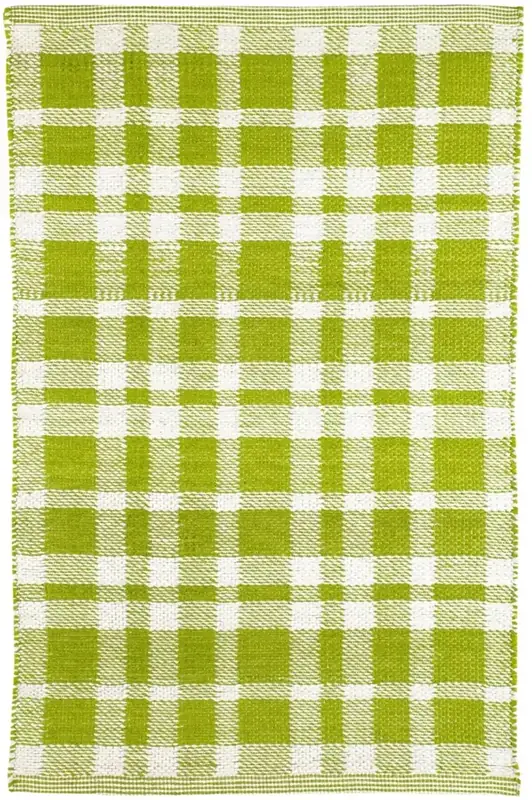 Bottalive Cotton Plaid Green White Rug — view 2