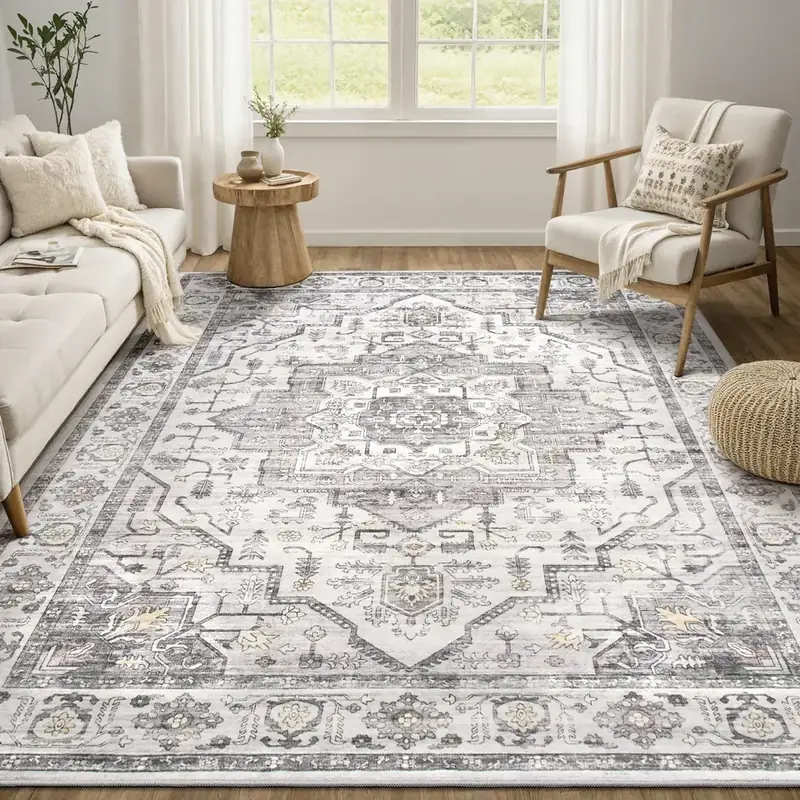 Mftkb Oriental Ivory Silver Rug