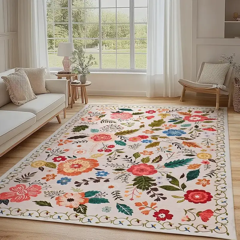 Neigeluo Beige Floral Vintage Forest Rug — view 2