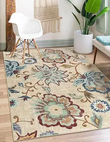 Neigeluo Beige Floral Vintage Forest Rug — view 3