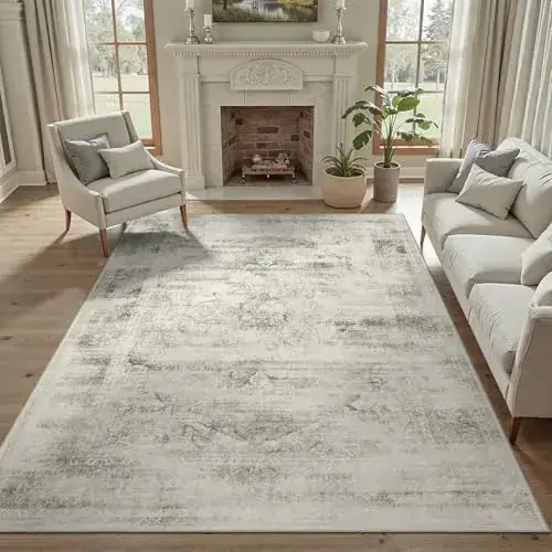 DCX Beige Floral Kid Rubber Rug