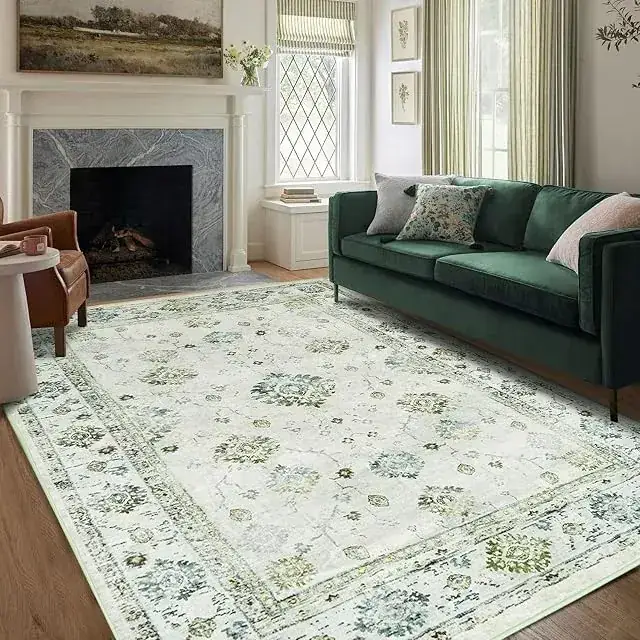 DCX Sage Green Vintage Floral Rug