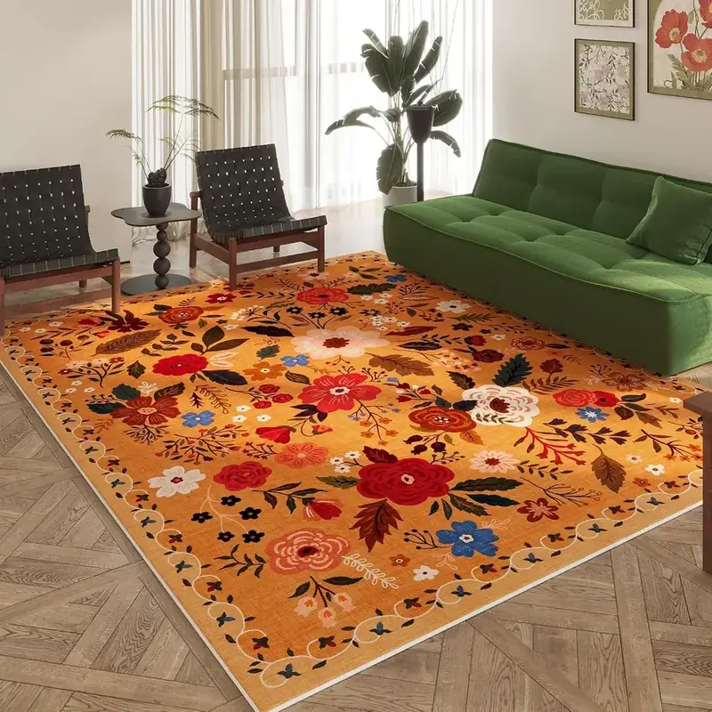 Rimaya Yellow Orange Floral Rug