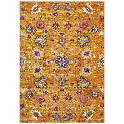 Rimaya Yellow Orange Floral Rug — view 4