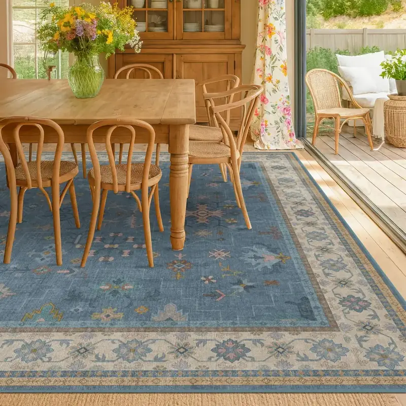 Hazo Haus Floral Big Foldable Farmhouse Rug — view 3