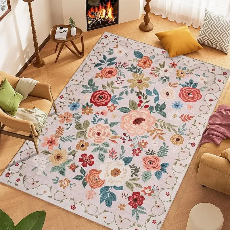 Hazo Haus Floral Big Foldable Farmhouse Rug — view 4