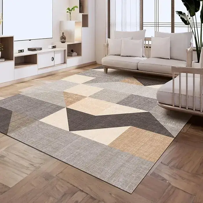 Byyvoo Square Neutral Abstract Low-pile Rug — view 2